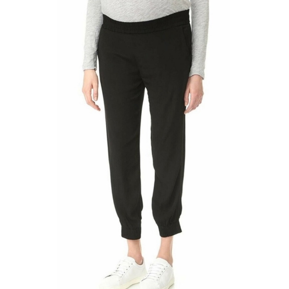 Monrow Mommy Maternity Black Crepe Joggers